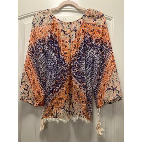 Twelfth Street by Cynthia Vincent Women’s Annuska Peasant Top Size M Multicolor - Picture 5 of 5